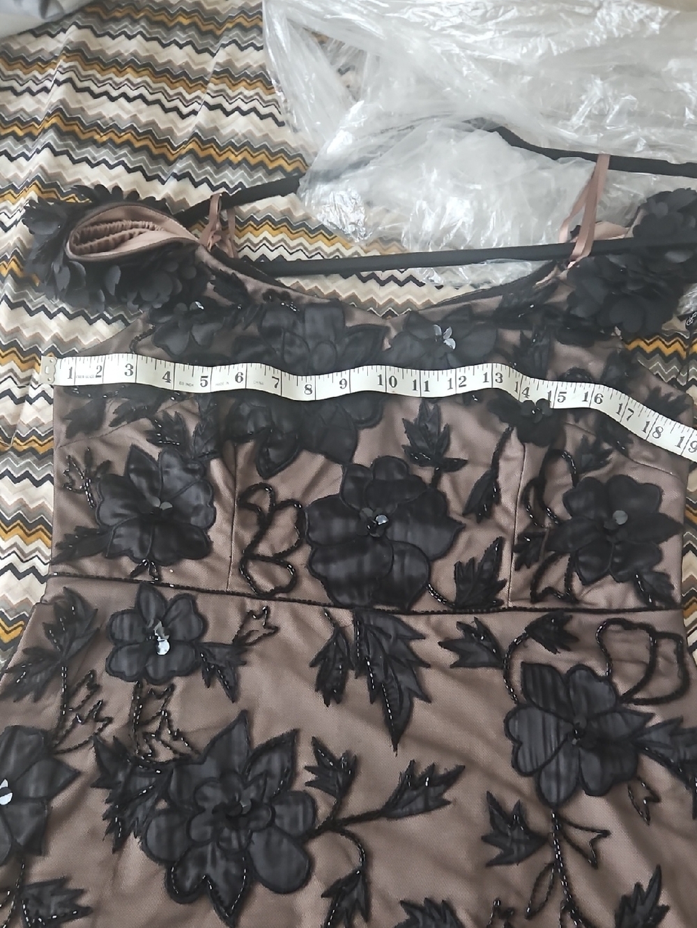 Adrianna Papell Black and Tan Floral Maxi Dress - Picture 7 of 12